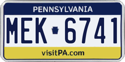 PA license plate MEK6741