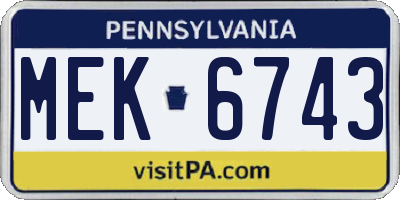 PA license plate MEK6743