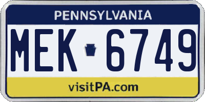 PA license plate MEK6749