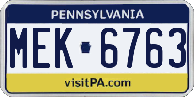 PA license plate MEK6763