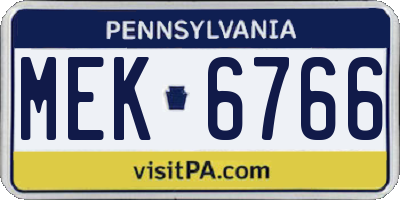 PA license plate MEK6766