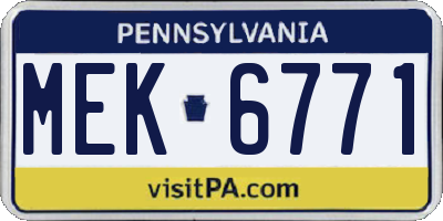 PA license plate MEK6771