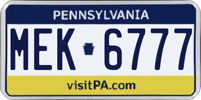 PA license plate MEK6777