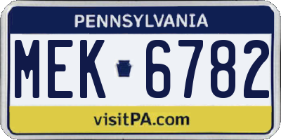 PA license plate MEK6782