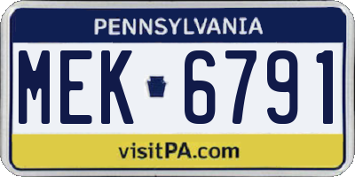 PA license plate MEK6791