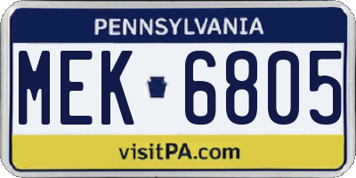 PA license plate MEK6805