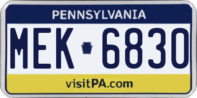 PA license plate MEK6830