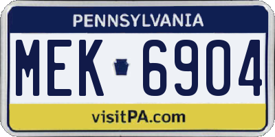 PA license plate MEK6904