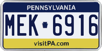 PA license plate MEK6916