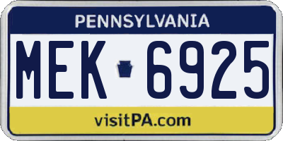 PA license plate MEK6925