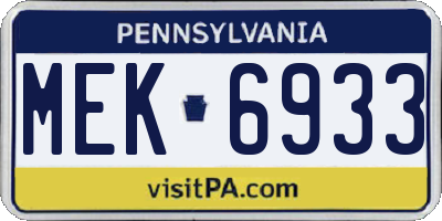 PA license plate MEK6933