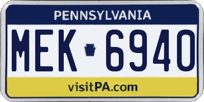 PA license plate MEK6940