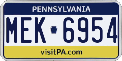 PA license plate MEK6954