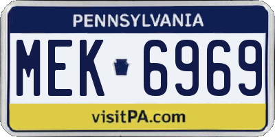 PA license plate MEK6969