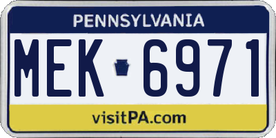 PA license plate MEK6971