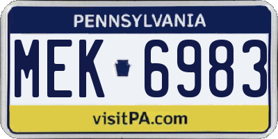 PA license plate MEK6983