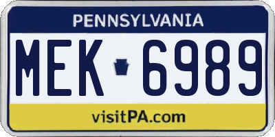 PA license plate MEK6989