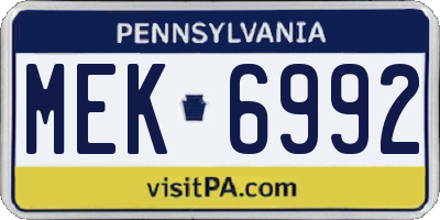 PA license plate MEK6992
