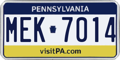 PA license plate MEK7014
