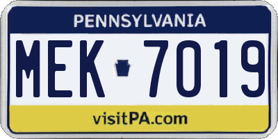 PA license plate MEK7019
