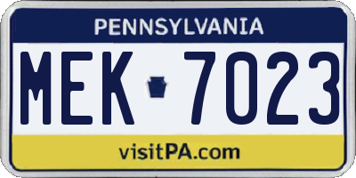 PA license plate MEK7023