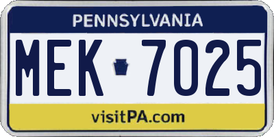 PA license plate MEK7025