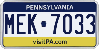 PA license plate MEK7033
