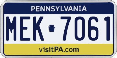 PA license plate MEK7061