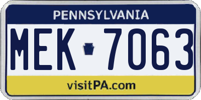 PA license plate MEK7063
