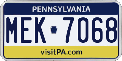 PA license plate MEK7068
