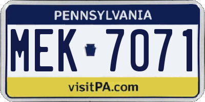 PA license plate MEK7071