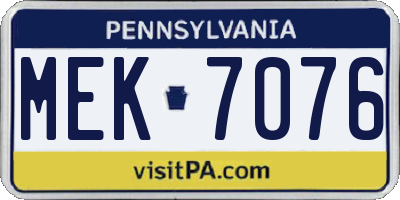 PA license plate MEK7076