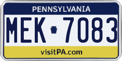 PA license plate MEK7083