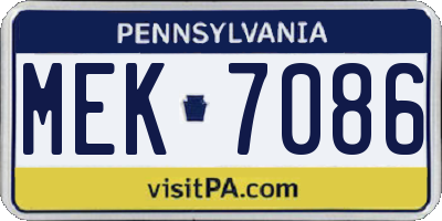 PA license plate MEK7086
