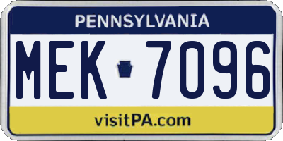 PA license plate MEK7096