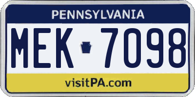 PA license plate MEK7098