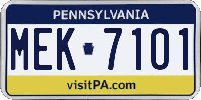 PA license plate MEK7101