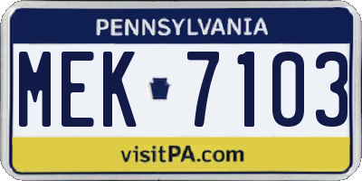 PA license plate MEK7103