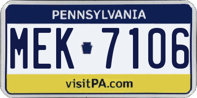 PA license plate MEK7106