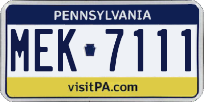 PA license plate MEK7111