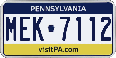 PA license plate MEK7112