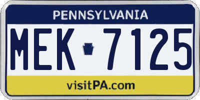 PA license plate MEK7125