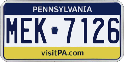 PA license plate MEK7126