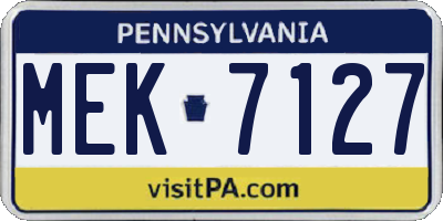 PA license plate MEK7127