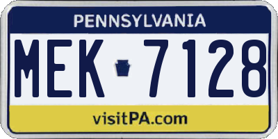 PA license plate MEK7128