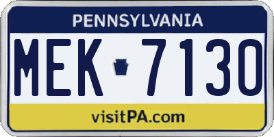 PA license plate MEK7130