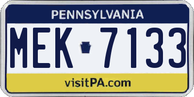 PA license plate MEK7133