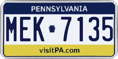 PA license plate MEK7135