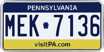 PA license plate MEK7136