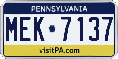 PA license plate MEK7137